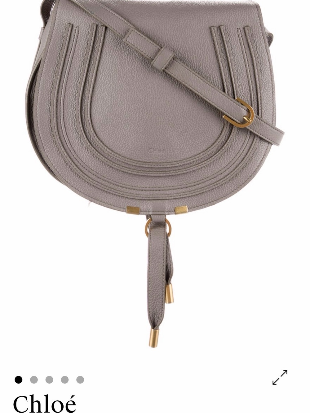 Marcie Large Leather Saddle Bag in Gray